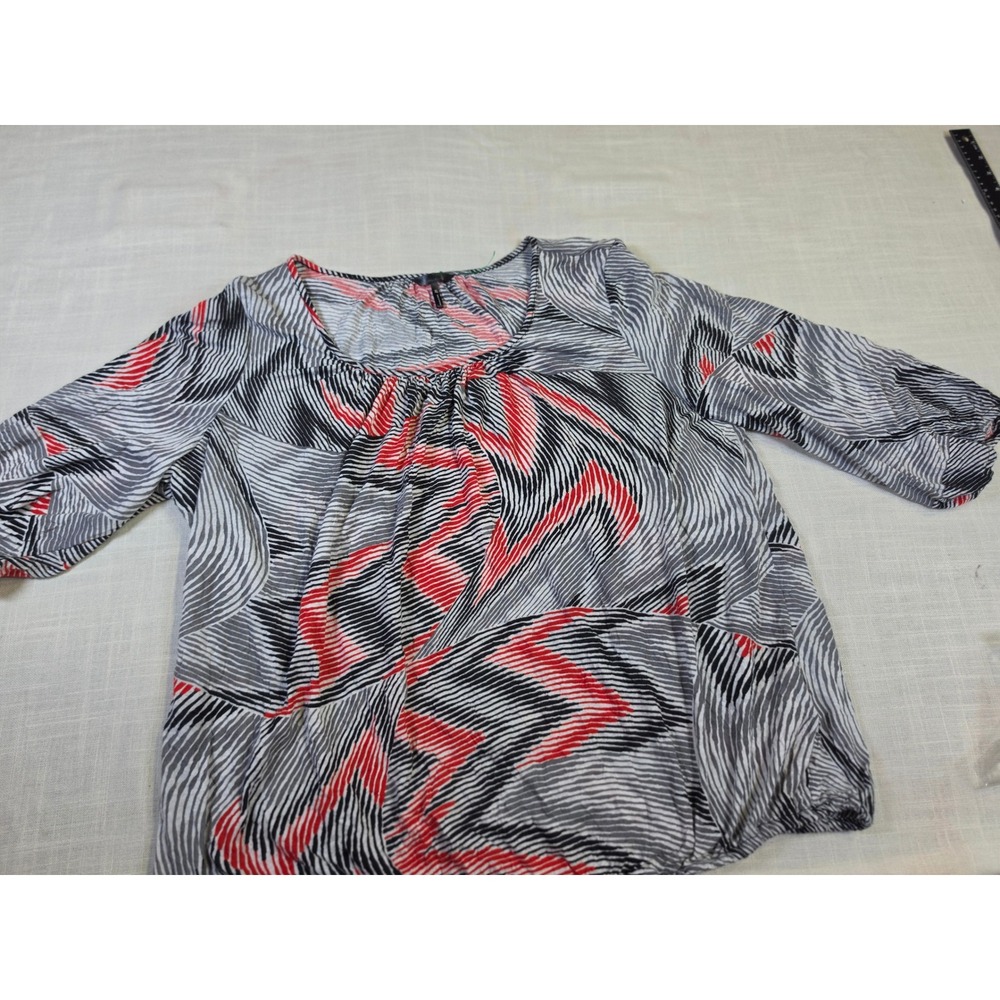 Rave Red Combo Geometric Chevron Scoop Neck Blouse XL